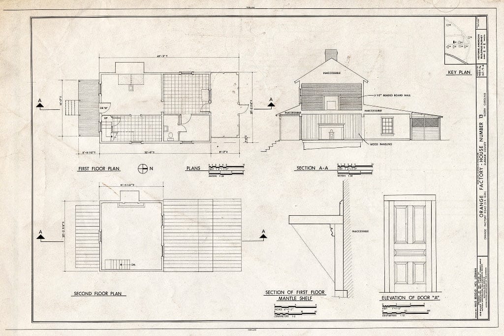 Historic Pictoric : Blueprint HABS NC,32-ORFA,8- (Sheet 2 of 2) - Orange Factory Village, House No. 13, Old Orange Factory Road (State Route 1628), Durham, Durham County, NC