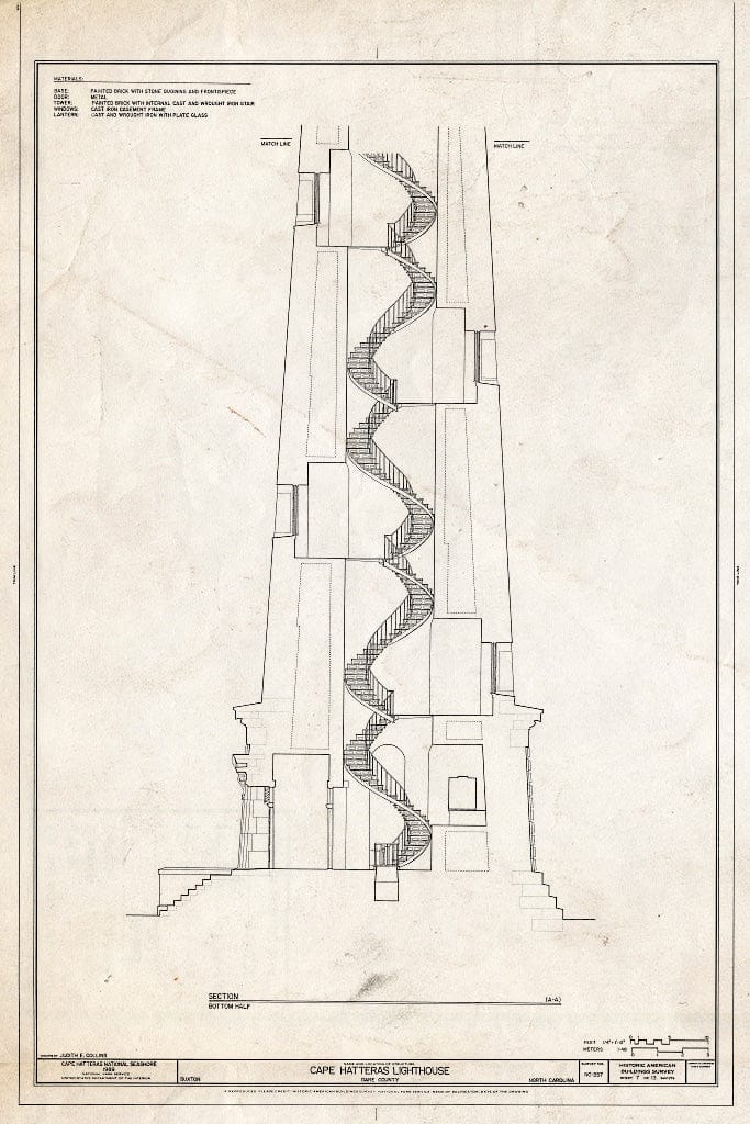 Historic Pictoric : Blueprint HABS NC,28-BUXT,1- (Sheet 7 of 13) - Cape Hatteras Lighthouse, 46379 Lighthouse Road, Buxton, Dare County, NC