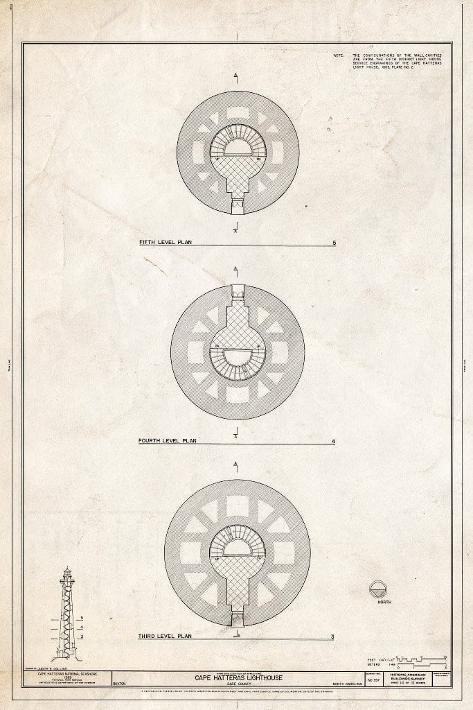 Historic Pictoric : Blueprint HABS NC,28-BUXT,1- (Sheet 10 of 13) - Cape Hatteras Lighthouse, 46379 Lighthouse Road, Buxton, Dare County, NC