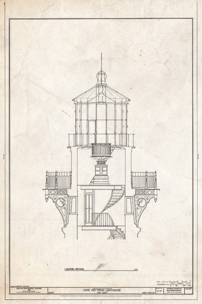 Historic Pictoric : Blueprint HABS NC,28-BUXT,1- (Sheet 13 of 13) - Cape Hatteras Lighthouse, 46379 Lighthouse Road, Buxton, Dare County, NC