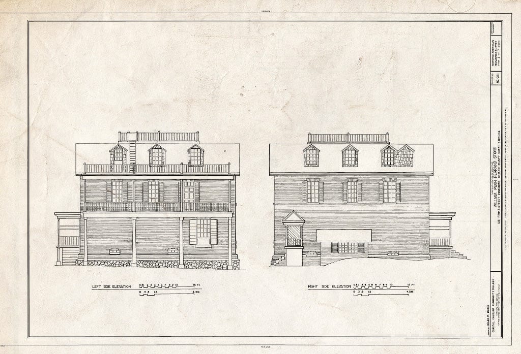 Historic Pictoric : Blueprint HABS NC,67-SWAN,1- (Sheet 3 of 7) - William Pugh Ferrand Store, 122 Front Street, Swansboro, Onslow County, NC