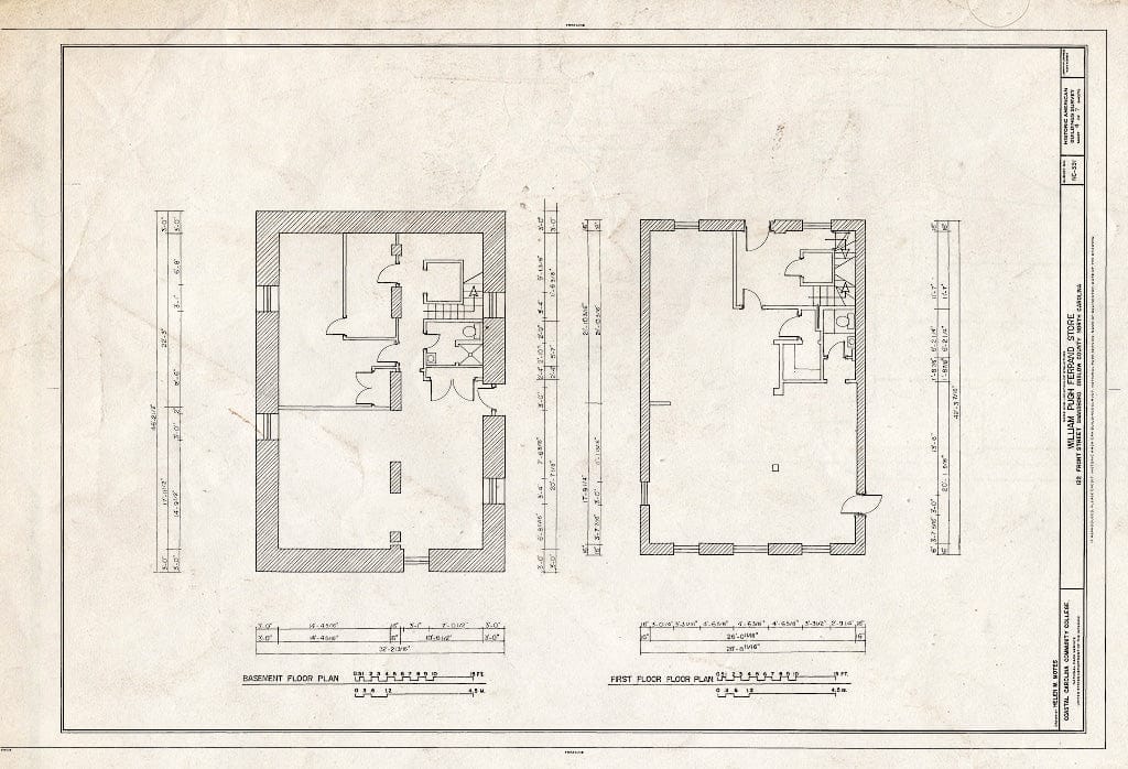 Historic Pictoric : Blueprint HABS NC,67-SWAN,1- (Sheet 4 of 7) - William Pugh Ferrand Store, 122 Front Street, Swansboro, Onslow County, NC