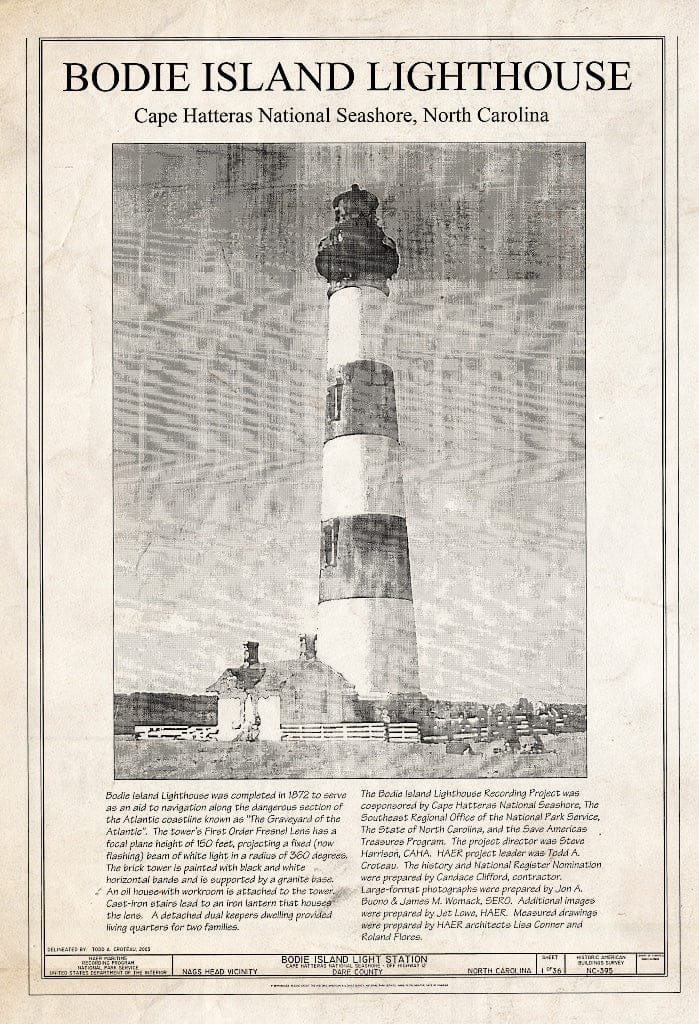 Historic Pictoric : Blueprint HABS NC-395 (Sheet 1 of 36) - Bodie Island Light Station, Off Highway 12, Nags Head, Dare County, NC