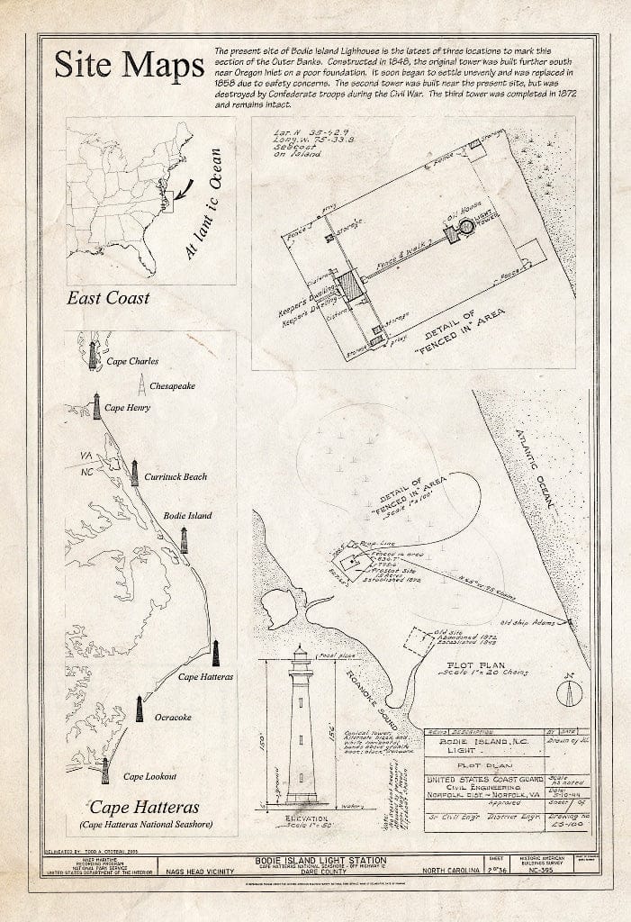 Historic Pictoric : Blueprint HABS NC-395 (Sheet 2 of 36) - Bodie Island Light Station, Off Highway 12, Nags Head, Dare County, NC