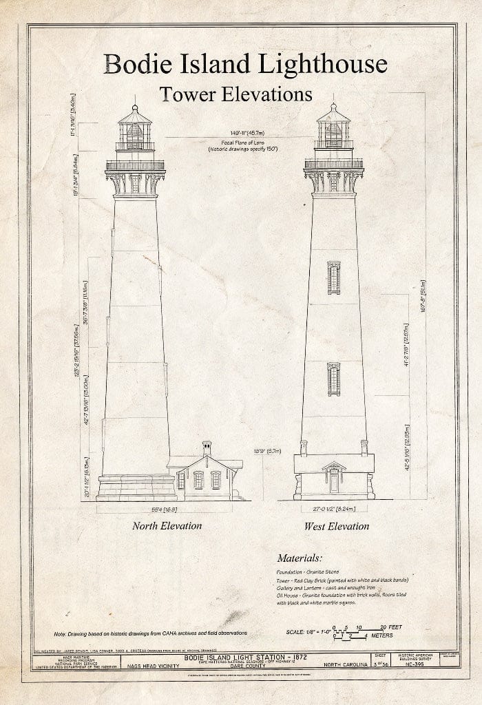 Historic Pictoric : Blueprint HABS NC-395 (Sheet 3 of 36) - Bodie Island Light Station, Off Highway 12, Nags Head, Dare County, NC