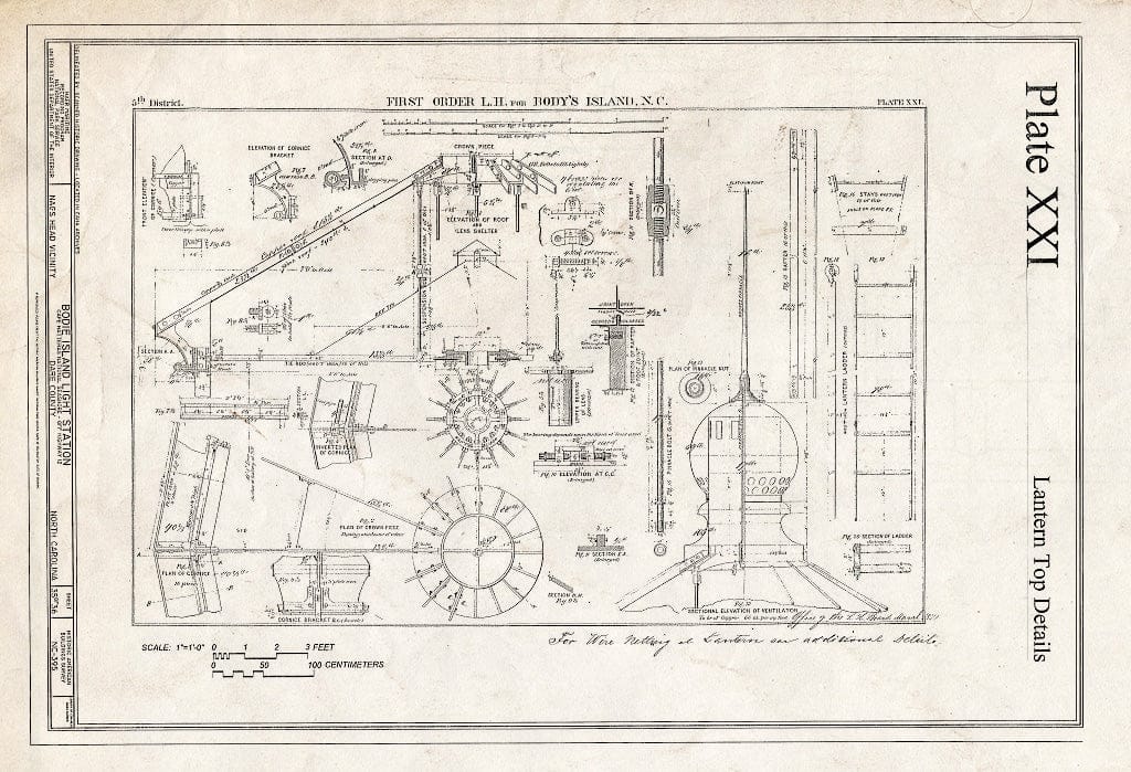 Historic Pictoric : Blueprint HABS NC-395 (Sheet 35 of 36) - Bodie Island Light Station, Off Highway 12, Nags Head, Dare County, NC