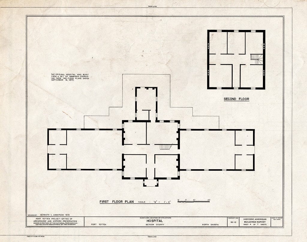 Historic Pictoric : Blueprint HABS ND,3-FOTO,1G- (Sheet 4 of 7) - Fort Totten, Hospital, 12 Miles Southwest of Devils Lake City Off Route 57, Devils Lake, Ramsey County, ND