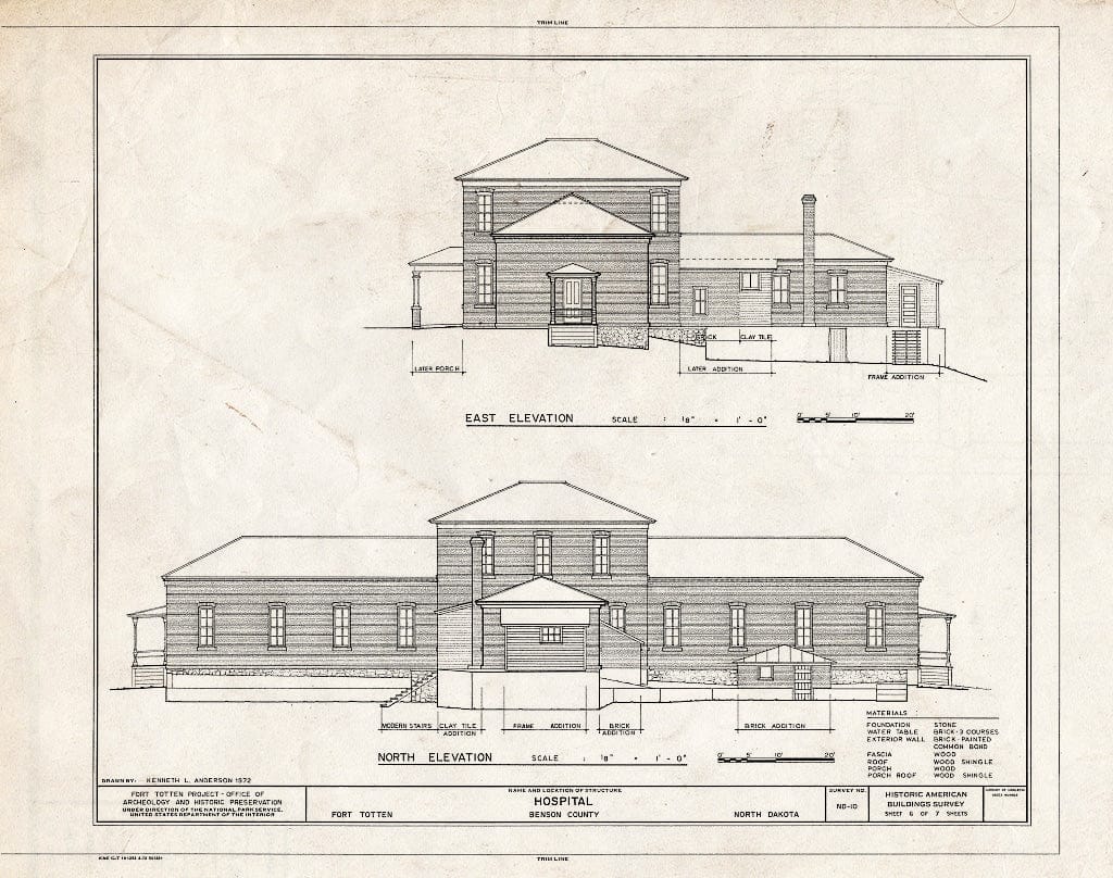 Historic Pictoric : Blueprint HABS ND,3-FOTO,1G- (Sheet 6 of 7) - Fort Totten, Hospital, 12 Miles Southwest of Devils Lake City Off Route 57, Devils Lake, Ramsey County, ND