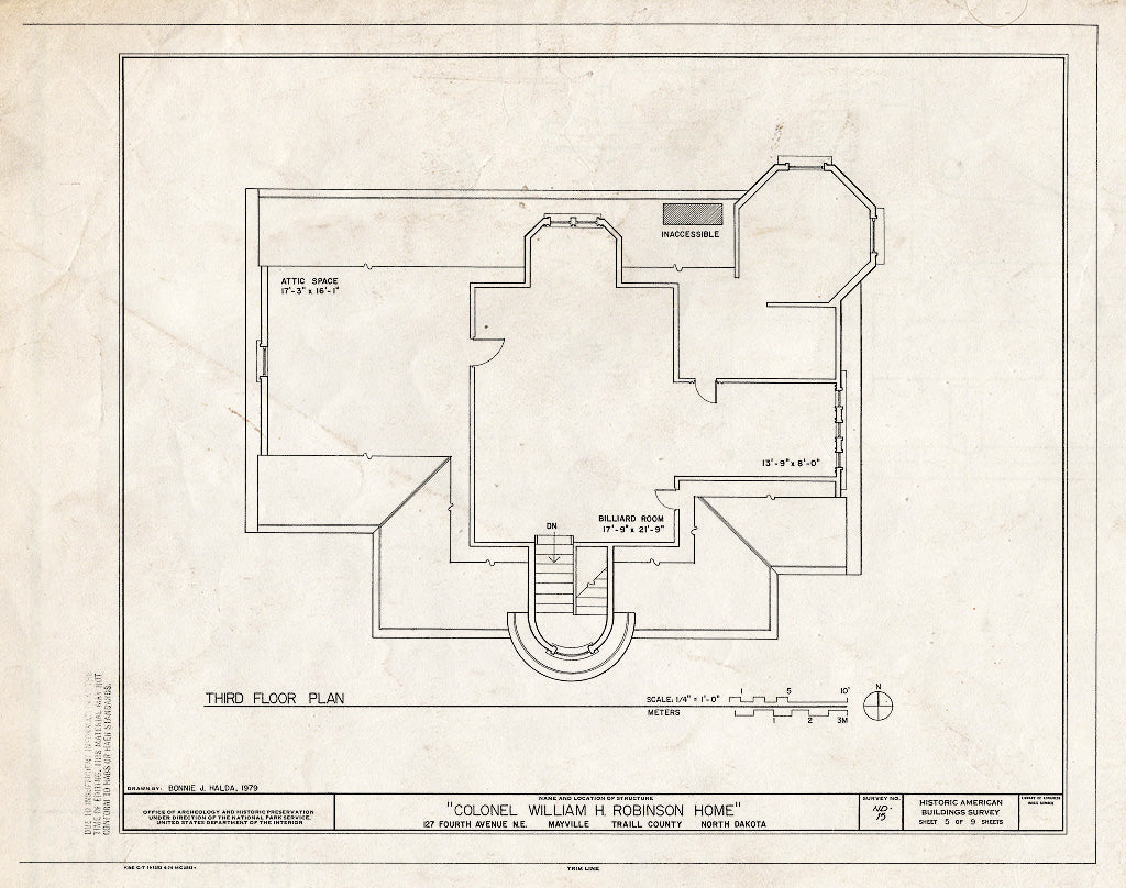 Historic Pictoric : Blueprint HABS ND,49-MAYV,1- (Sheet 5 of 9) - William H. Robinson House, 127 Fourth Avenue Northeast, Mayville, Traill County, ND