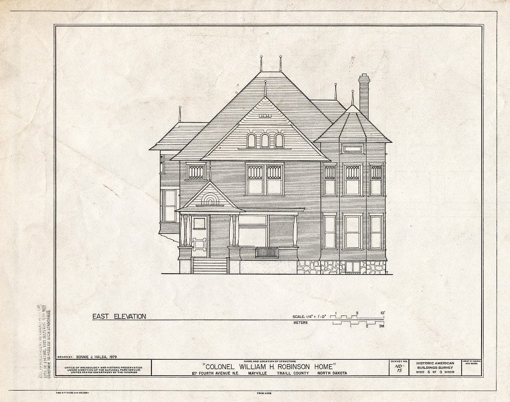 Historic Pictoric : Blueprint HABS ND,49-MAYV,1- (Sheet 6 of 9) - William H. Robinson House, 127 Fourth Avenue Northeast, Mayville, Traill County, ND