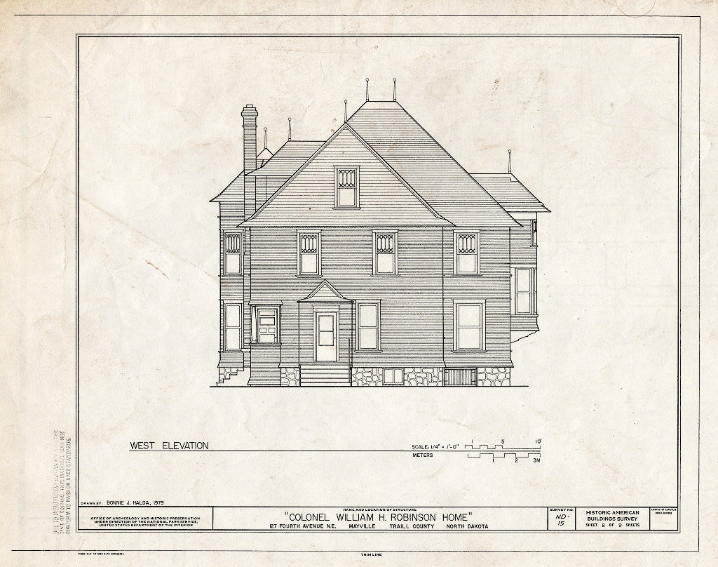 Historic Pictoric : Blueprint HABS ND,49-MAYV,1- (Sheet 8 of 9) - William H. Robinson House, 127 Fourth Avenue Northeast, Mayville, Traill County, ND