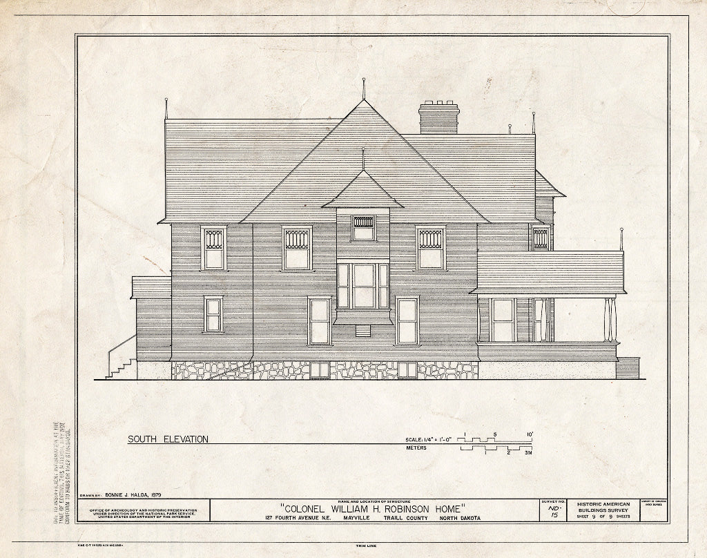 Historic Pictoric : Blueprint HABS ND,49-MAYV,1- (Sheet 9 of 9) - William H. Robinson House, 127 Fourth Avenue Northeast, Mayville, Traill County, ND