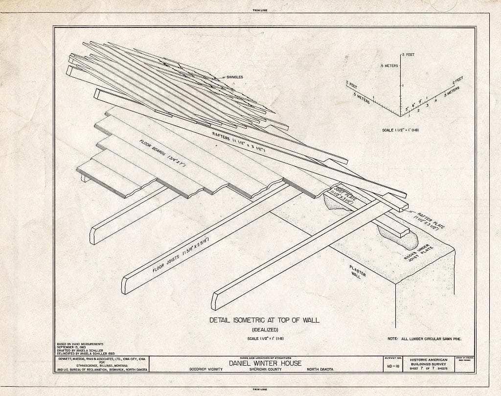 Historic Pictoric : Blueprint HABS ND,42-GORI.V,1- (Sheet 7 of 7) - Daniel Winter House, Goodrich, Sheridan County, ND