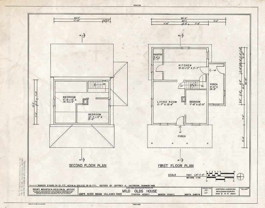 Historic Pictoric : Blueprint HABS ND,29-Stan.V,1- (Sheet 2 of 5) - Milo Olds House, Stanton, Mercer County, ND