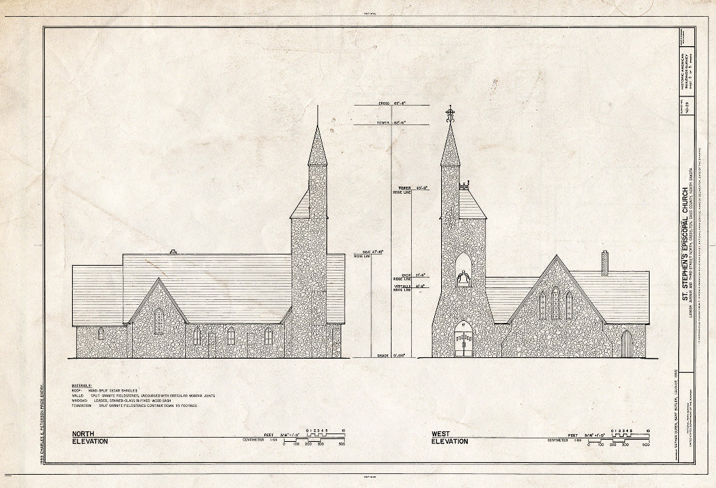 Historic Pictoric : Blueprint HABS ND,9-Casse,1- (Sheet 3 of 5) - St. Stephen's Episcopal Church, Langer Avenue & Third Street Northwest, Casselton, Cass County, ND