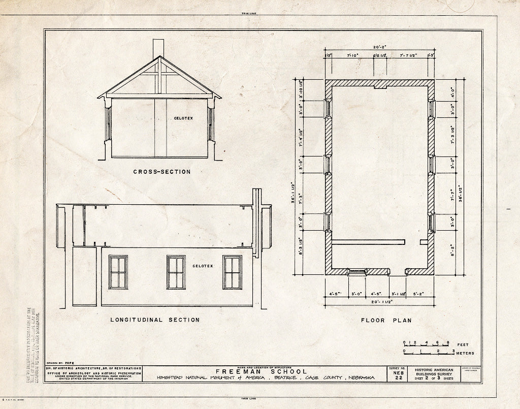 Historic Pictoric : Blueprint HABS NEB,34-Beat.V,1A- (Sheet 2 of 3) - Freeman School, Beatrice, Gage County, NE