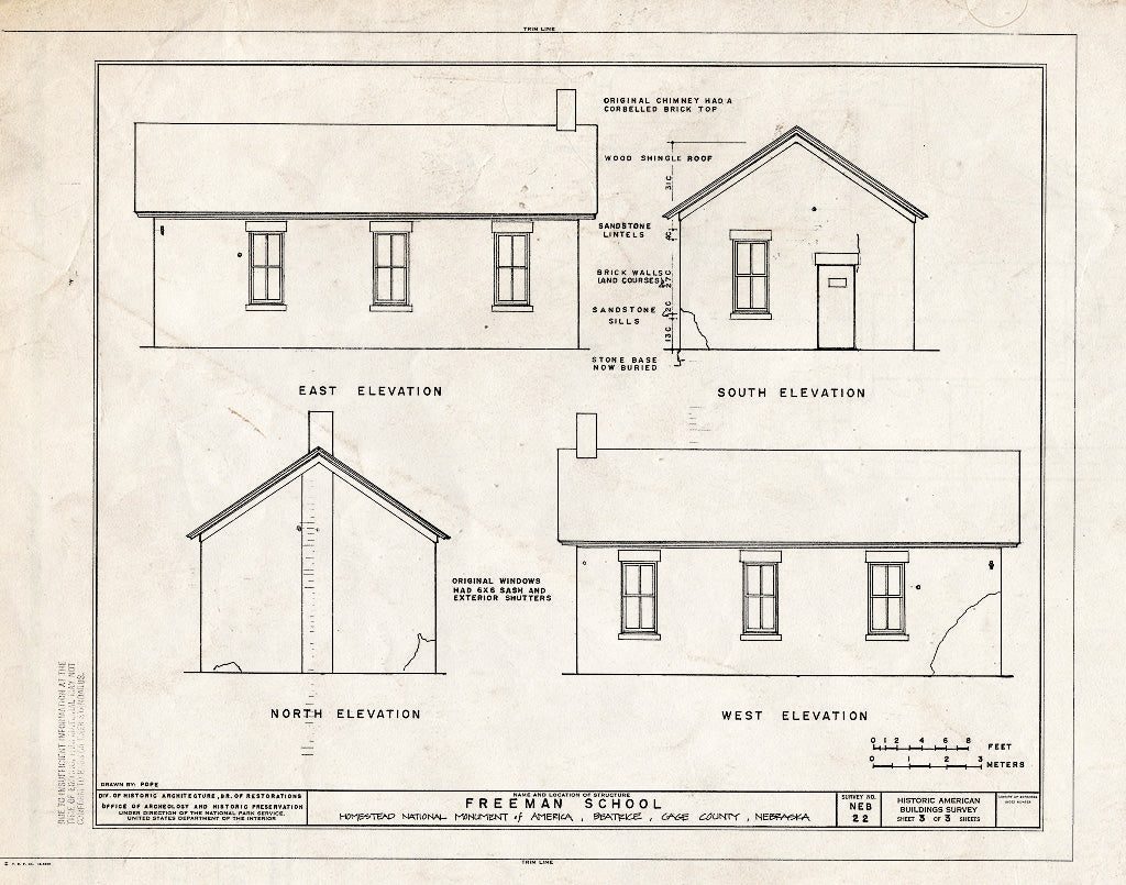 Historic Pictoric : Blueprint HABS NEB,34-Beat.V,1A- (Sheet 3 of 3) - Freeman School, Beatrice, Gage County, NE