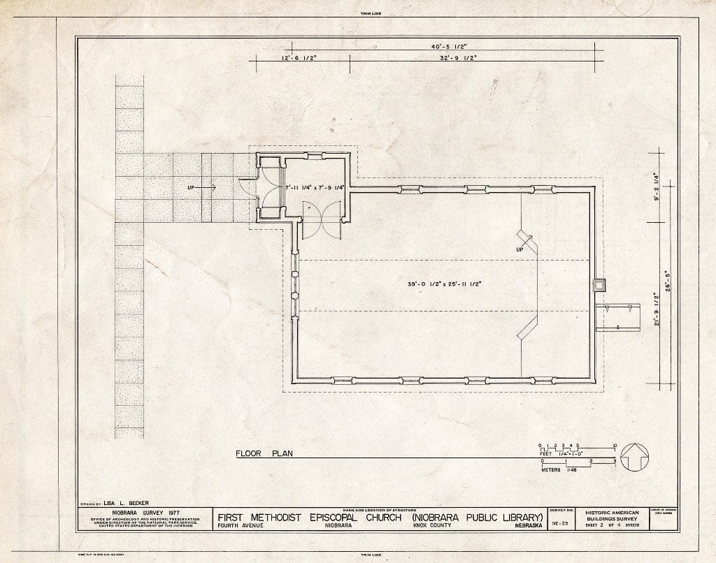 Historic Pictoric : Blueprint HABS NEB,54-NIOB,3- (Sheet 2 of 4) - First Methodist Episcopal Church, East Side of Fourth Avenue, Niobrara, Knox County, NE