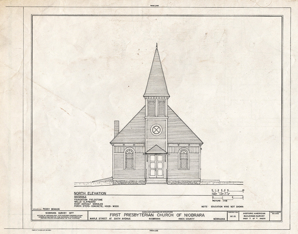 Historic Pictoric : Blueprint HABS NEB,54-NIOB,4- (Sheet 3 of 4) - First Presbyterian Church of Niobrara, Southeast Corner of Sixth & Maple Streets, Niobrara, Knox County, NE