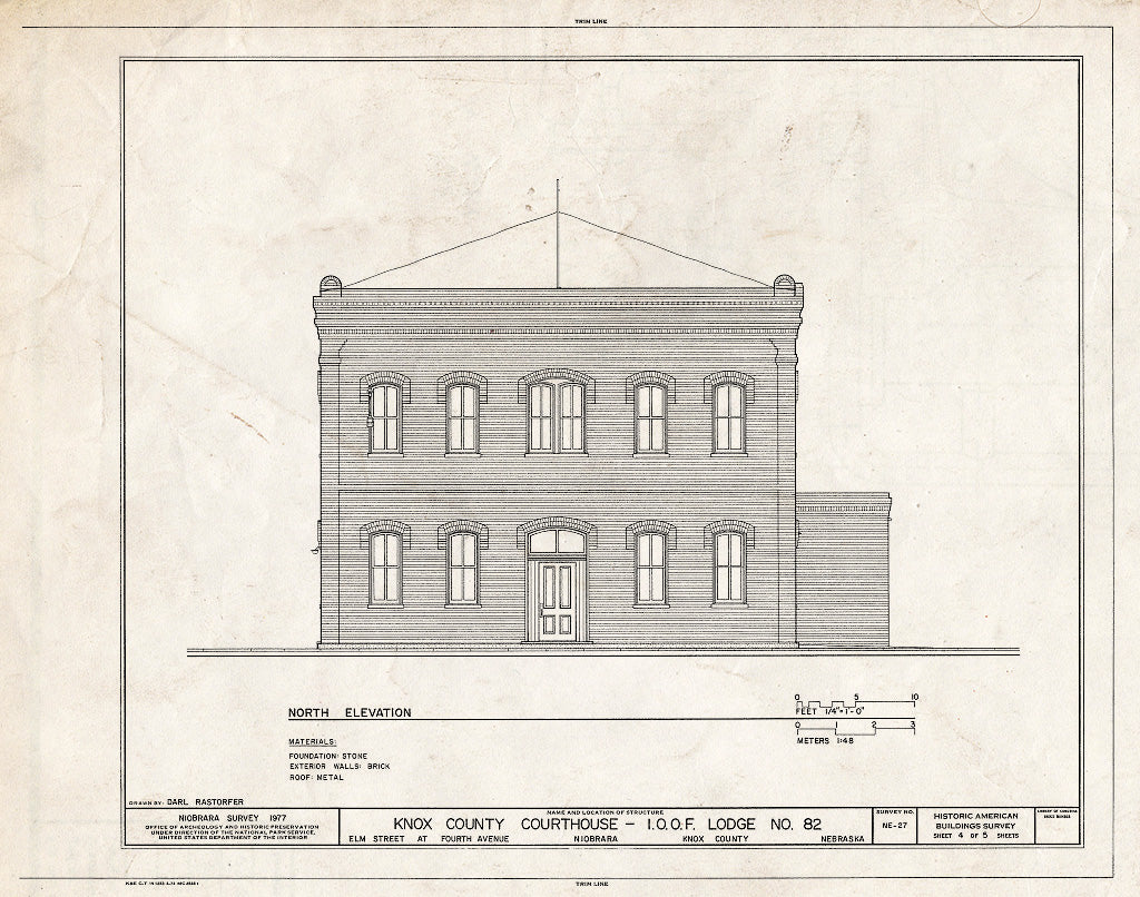 Historic Pictoric : Blueprint HABS NEB,54-NIOB,5- (Sheet 4 of 5) - Knox County Courthouse, Southwest Corner of Fourth Avenue & Elm Street, Niobrara, Knox County, NE