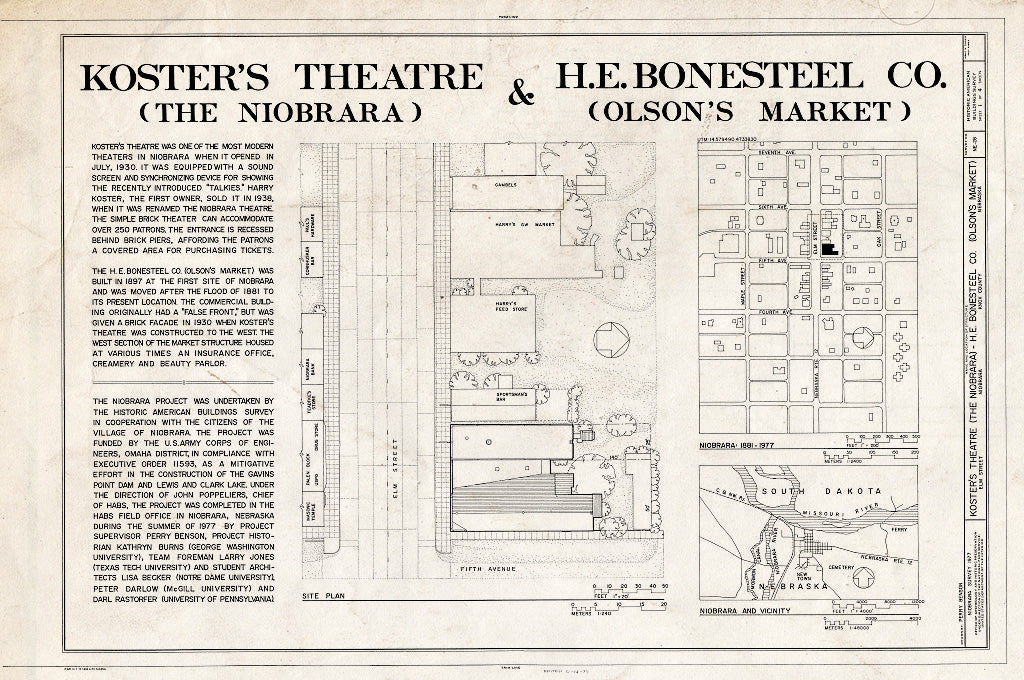 Historic Pictoric : Blueprint HABS NEB,54-NIOB,6- (Sheet 1 of 4) - Koster's Theatre, North Side of Elm Street, Niobrara, Knox County, NE