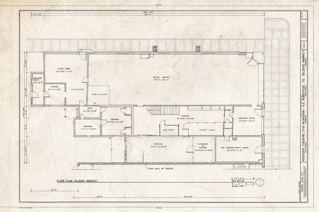 Historic Pictoric : Blueprint HABS NEB,54-NIOB,6- (Sheet 3 of 4) - Koster's Theatre, North Side of Elm Street, Niobrara, Knox County, NE
