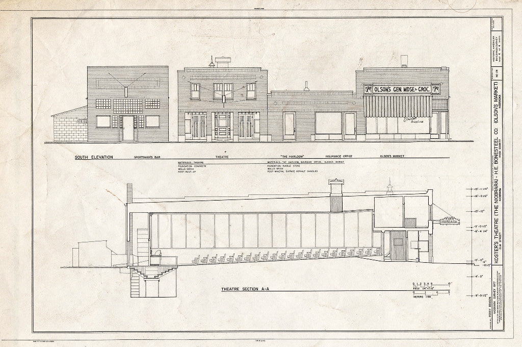 Historic Pictoric : Blueprint HABS NEB,54-NIOB,6- (Sheet 4 of 4) - Koster's Theatre, North Side of Elm Street, Niobrara, Knox County, NE
