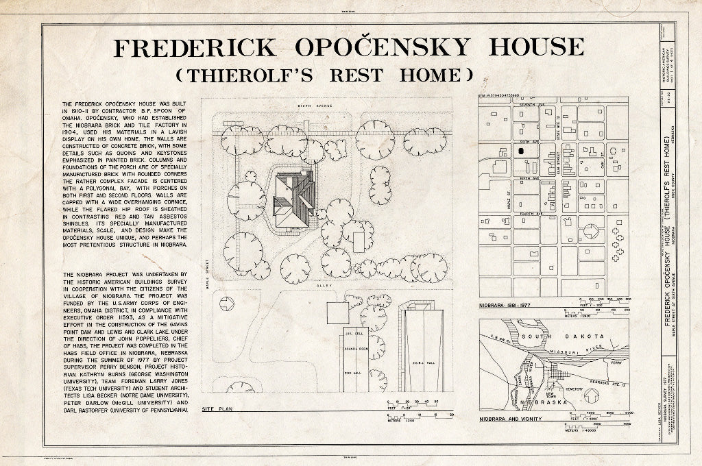 Historic Pictoric : Blueprint HABS NEB,54-NIOB,8- (Sheet 1 of 4) - Frederick Opocensky House, Sixth Avenue & Maple Street, Niobrara, Knox County, NE
