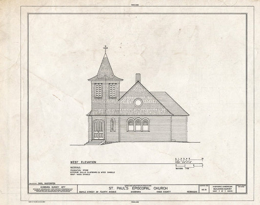 Historic Pictoric : Blueprint HABS NEB,54-NIOB,9- (Sheet 3 of 3) - St. Paul's Episcopal Church, Fourth & Maple Streets (Moved to Santee Indian Reservation, NE), Niobrara, Knox County, NE
