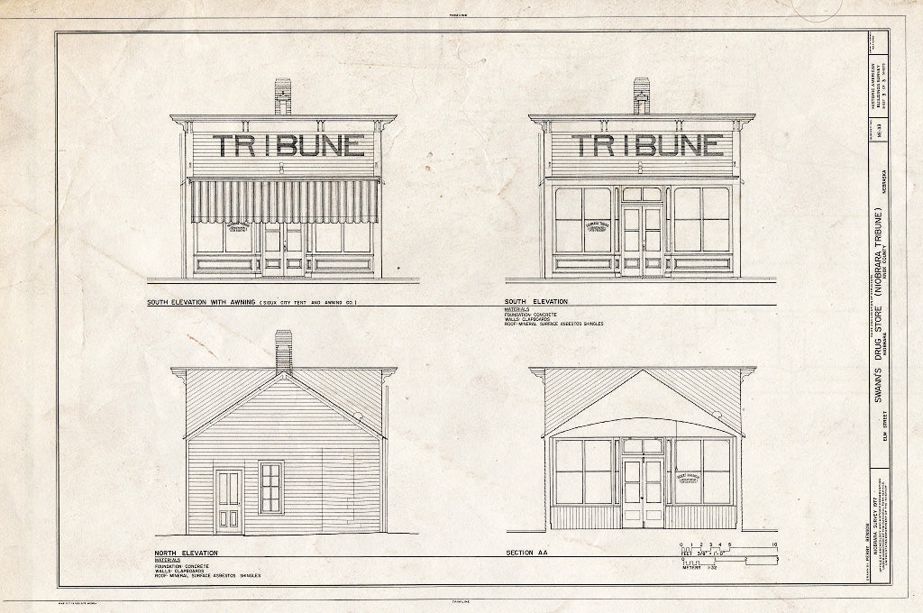 Historic Pictoric : Blueprint HABS NEB,54-NIOB,11- (Sheet 3 of 3) - Swann's Drugstore, Fifth Avenue & Elm Street, Niobrara, Knox County, NE