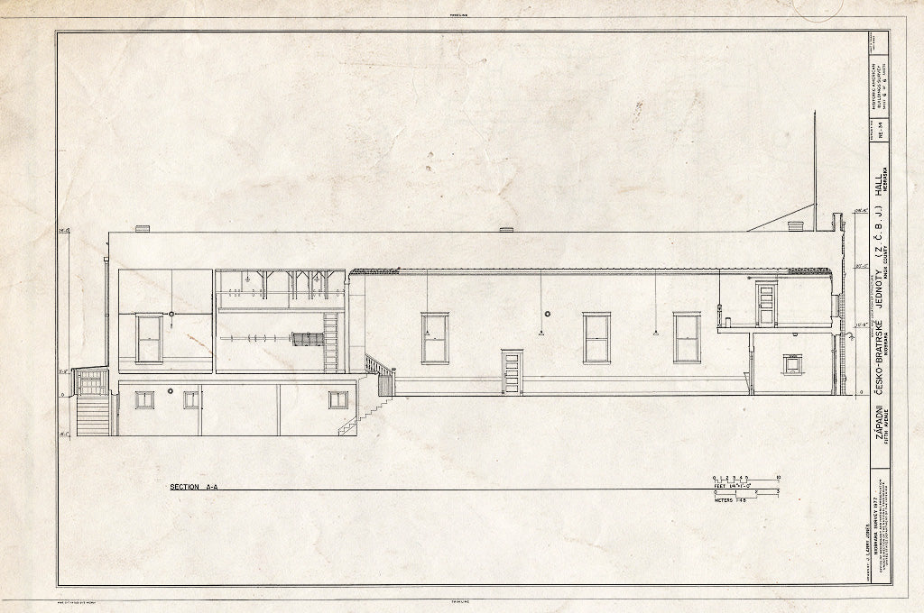 Historic Pictoric : Blueprint HABS NEB,54-NIOB,12- (Sheet 6 of 6) - Zapadni Cesko-Bratreske Jednoty Hall Number 53, Fifth Avenue, Niobrara, Knox County, NE