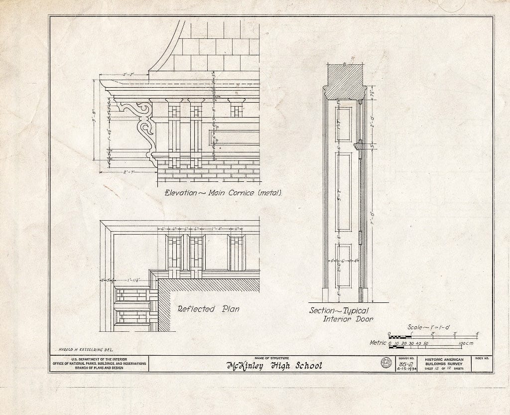 Historic Pictoric : Blueprint HABS NEB,55-LINC,1- (Sheet 12 of 12) - McKinley High School, 1500 M Street, Lincoln, Lancaster County, NE