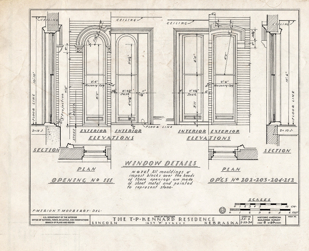 Historic Pictoric : Blueprint HABS NEB,55-LINC,2- (Sheet 8 of 10) - T. P. Kennard House, 1627 H Street, Lincoln, Lancaster County, NE