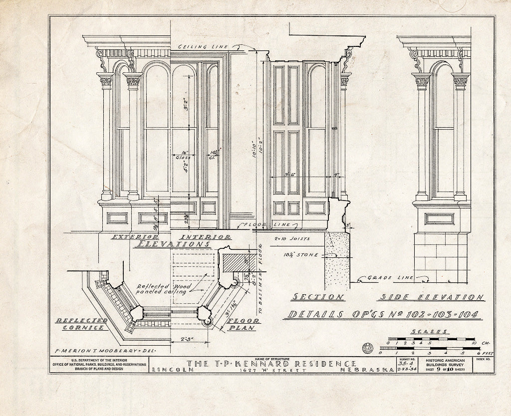 Historic Pictoric : Blueprint HABS NEB,55-LINC,2- (Sheet 9 of 10) - T. P. Kennard House, 1627 H Street, Lincoln, Lancaster County, NE