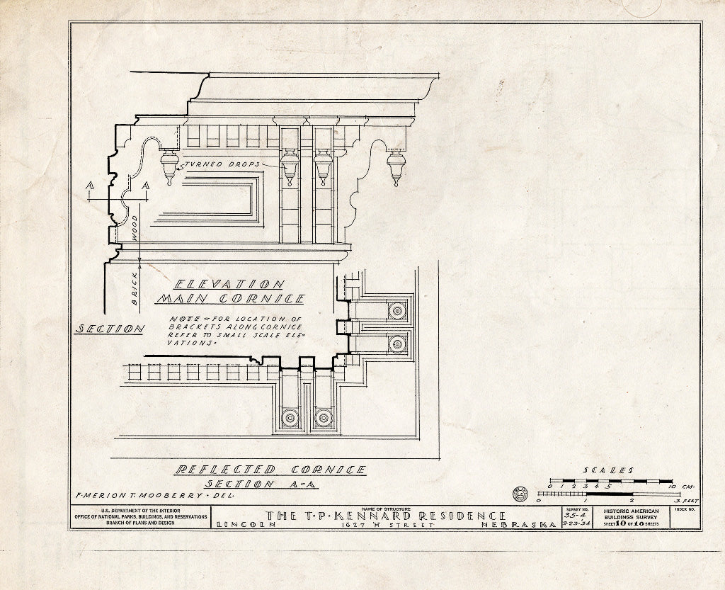 Historic Pictoric : Blueprint HABS NEB,55-LINC,2- (Sheet 10 of 10) - T. P. Kennard House, 1627 H Street, Lincoln, Lancaster County, NE