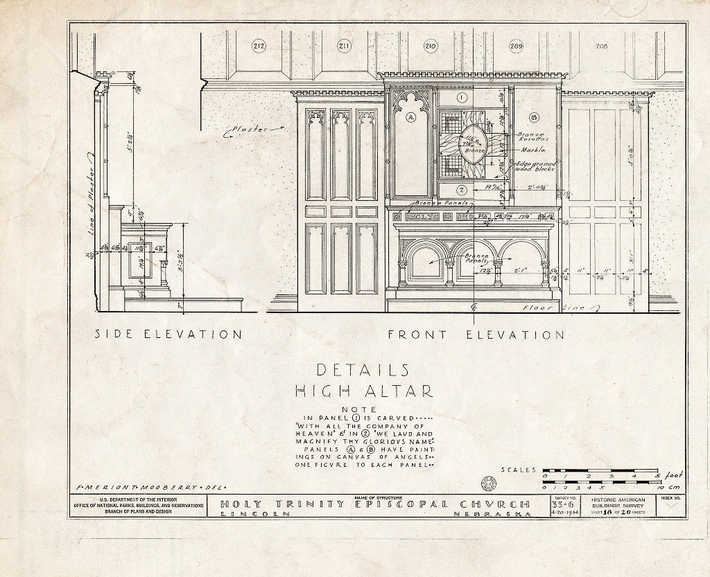 Historic Pictoric : Blueprint HABS NEB,55-LINC,3- (Sheet 18 of 20) - Holy Trinity Episcopal Church, 1200 J Street, Lincoln, Lancaster County, NE