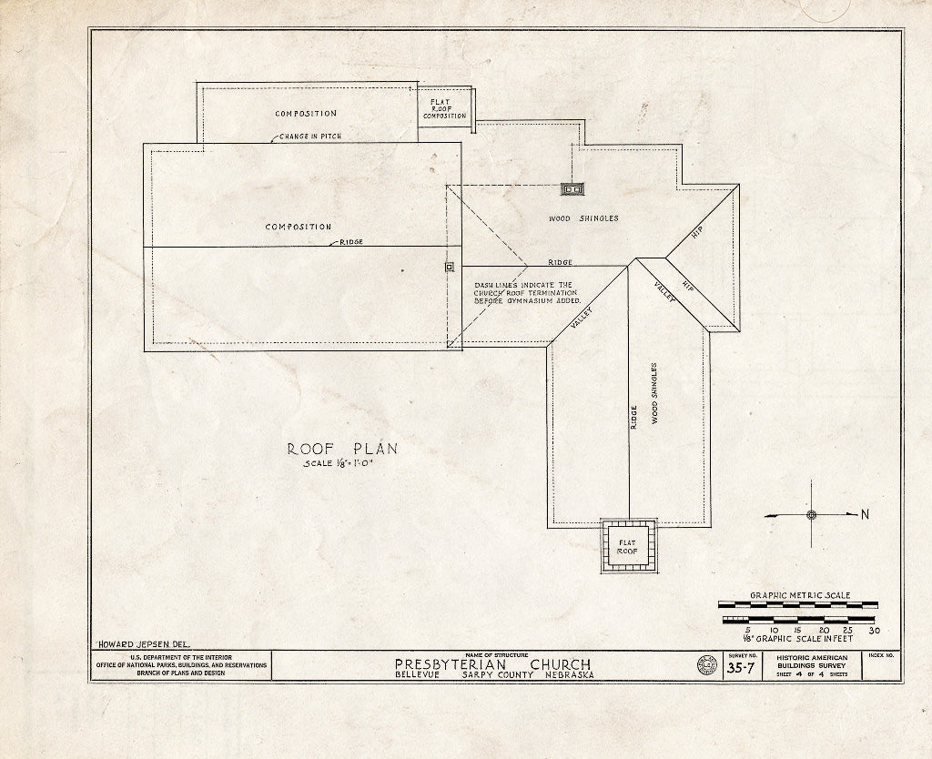 Historic Pictoric : Blueprint HABS NEB,77-BELVU,1- (Sheet 4 of 4) - Presbyterian Church, Franklin & Twentieth Streets, Bellevue, Sarpy County, NE