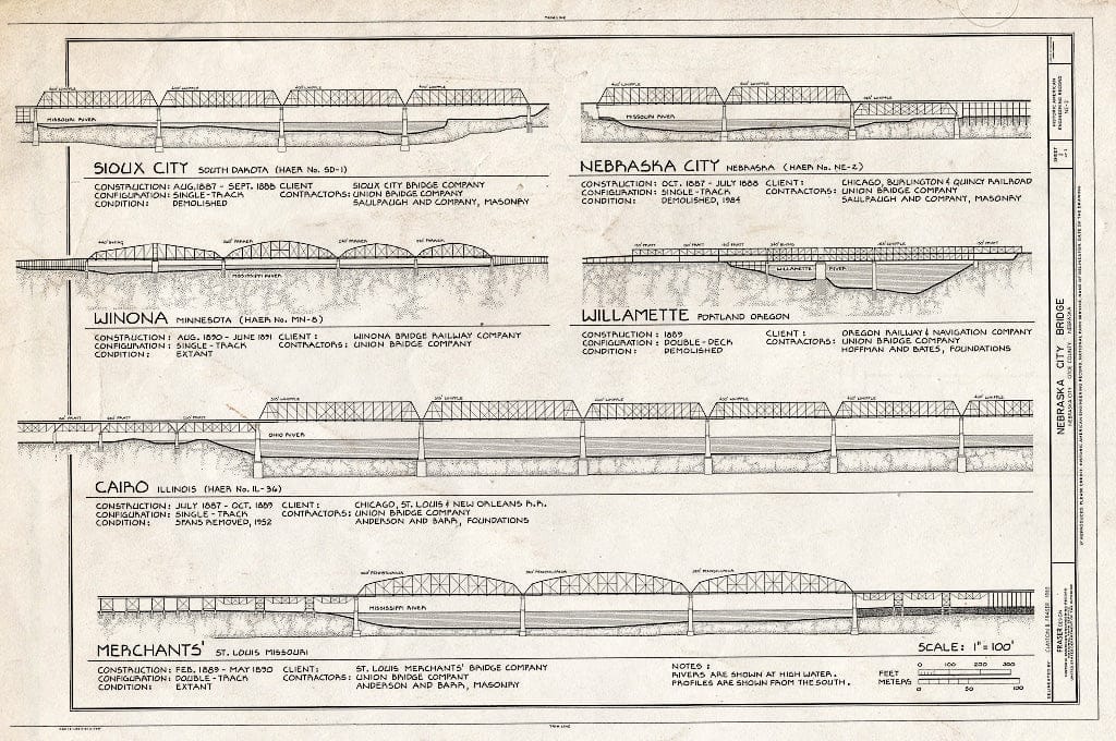 Historic Pictoric : Blueprint HAER NEB,66-NEBCI,5- (Sheet 2 of 3) - Nebraska City Bridge, Spanning Missouri River Near Highway 2 Between Nebraska & Iowa, Nebraska City, Otoe County, NE