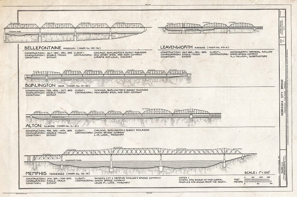 Historic Pictoric : Blueprint HAER NEB,66-NEBCI,5- (Sheet 3 of 3) - Nebraska City Bridge, Spanning Missouri River Near Highway 2 Between Nebraska & Iowa, Nebraska City, Otoe County, NE