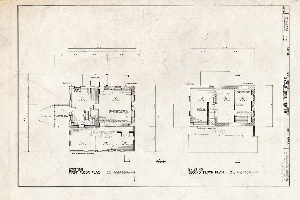 Historic Pictoric : Blueprint HABS NEB,74-HUMB,1- (Sheet 2 of 3) - Reuel Nims Store, South Terminus of Parkview Street, Humboldt, Richardson County, NE