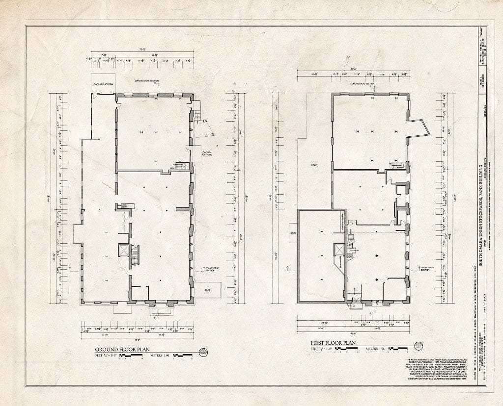 Historic Pictoric : Blueprint HAER NE-10-B (Sheet 1 of 2) - South Omaha Union Stock Yards, Bank Building, 2900" O Plaza, Omaha, Douglas County, NE