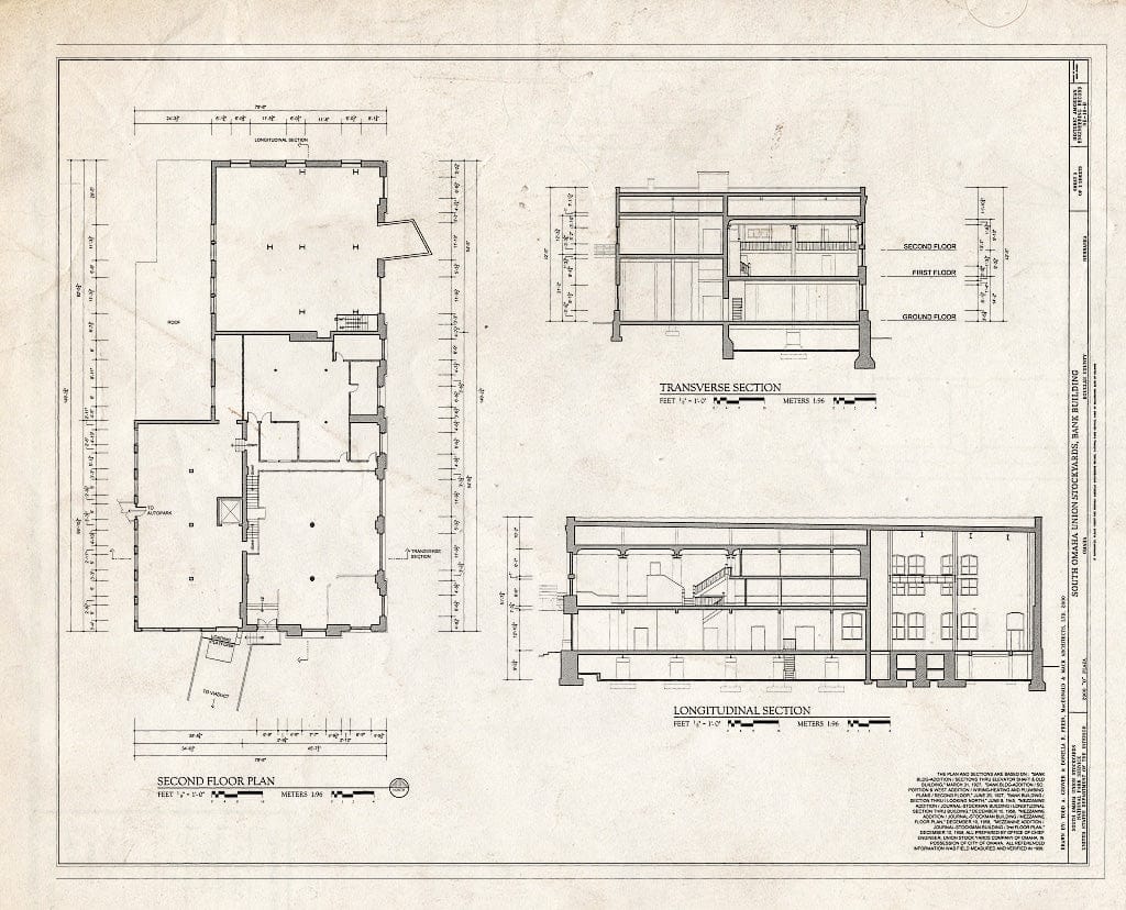 Historic Pictoric : Blueprint HAER NE-10-B (Sheet 2 of 2) - South Omaha Union Stock Yards, Bank Building, 2900" O Plaza, Omaha, Douglas County, NE