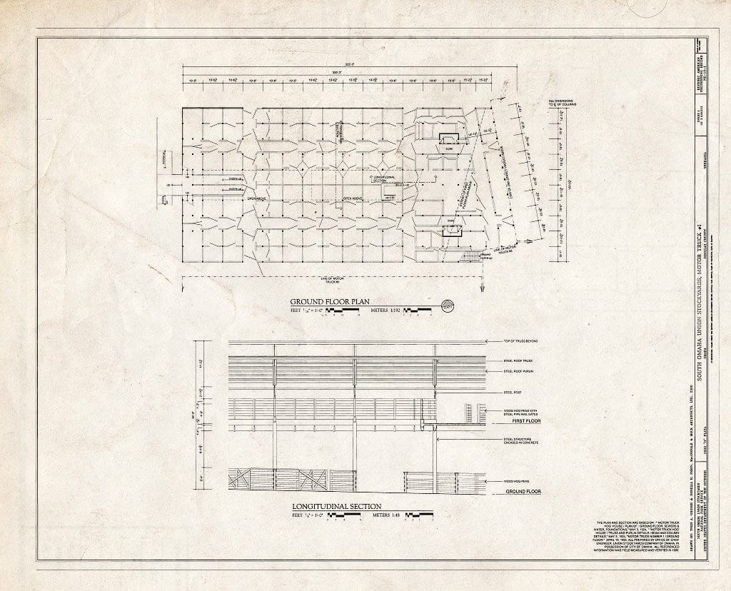 Historic Pictoric : Blueprint HAER NE-10-J (Sheet 1 of 2) - South Omaha Union Stock Yards, Motor Truck No. 1, 2900" O Plaza, Omaha, Douglas County, NE
