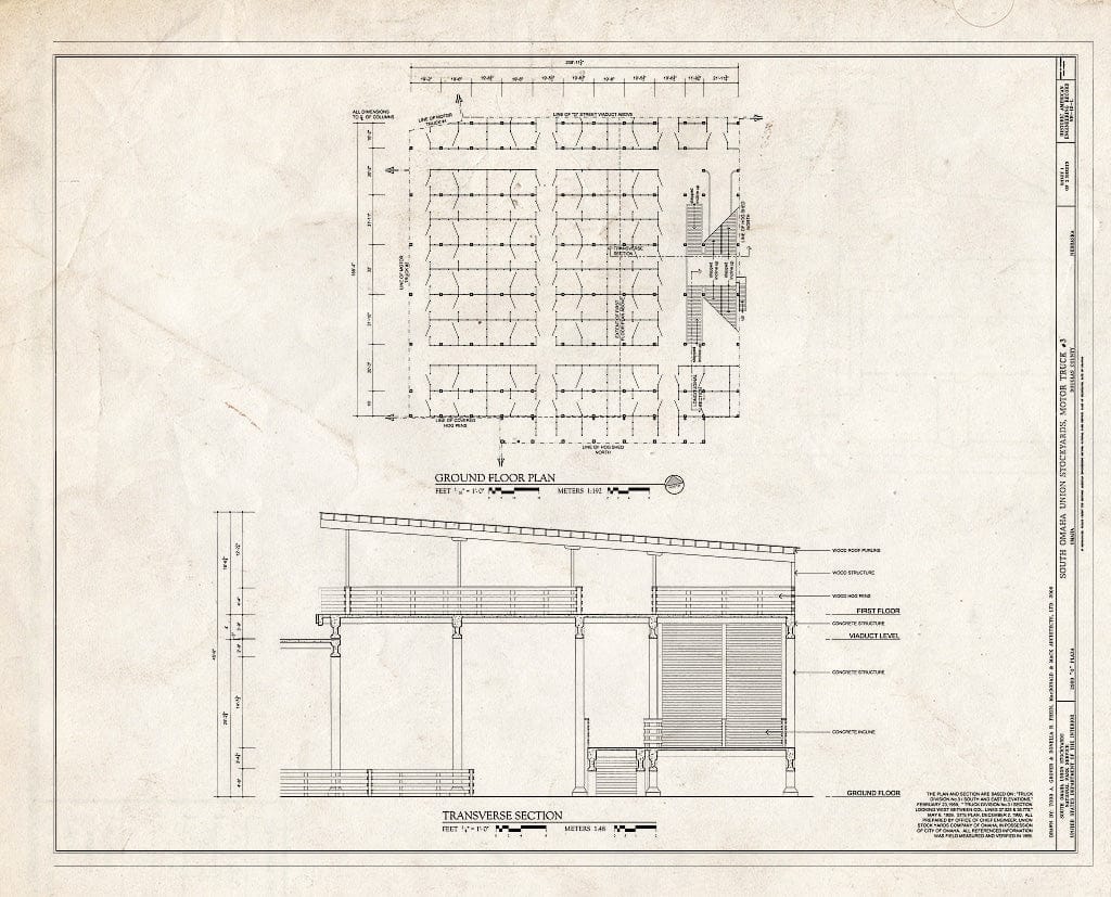 Historic Pictoric : Blueprint HAER NE-10-L (Sheet 1 of 2) - South Omaha Union Stock Yards, Motor Truck No. 3, 2900" O Plaza, Omaha, Douglas County, NE
