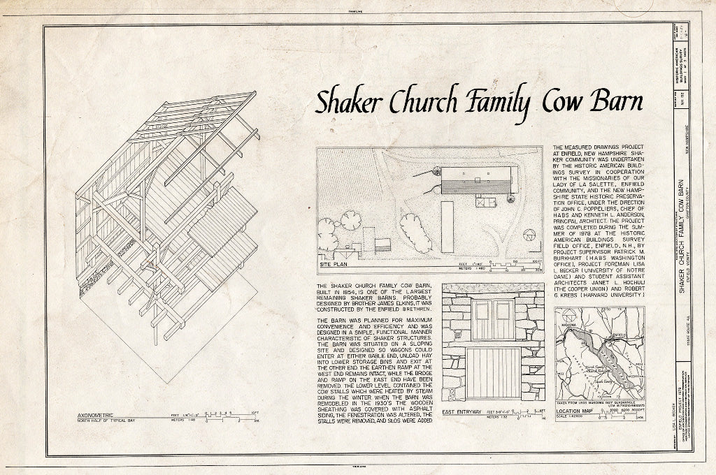 Historic Pictoric : Blueprint HABS NH,5-ENFI.V,1B- (Sheet 1 of 3) - Shaker Church Family Cow Barn, State Route 4A, Enfield, Grafton County, NH