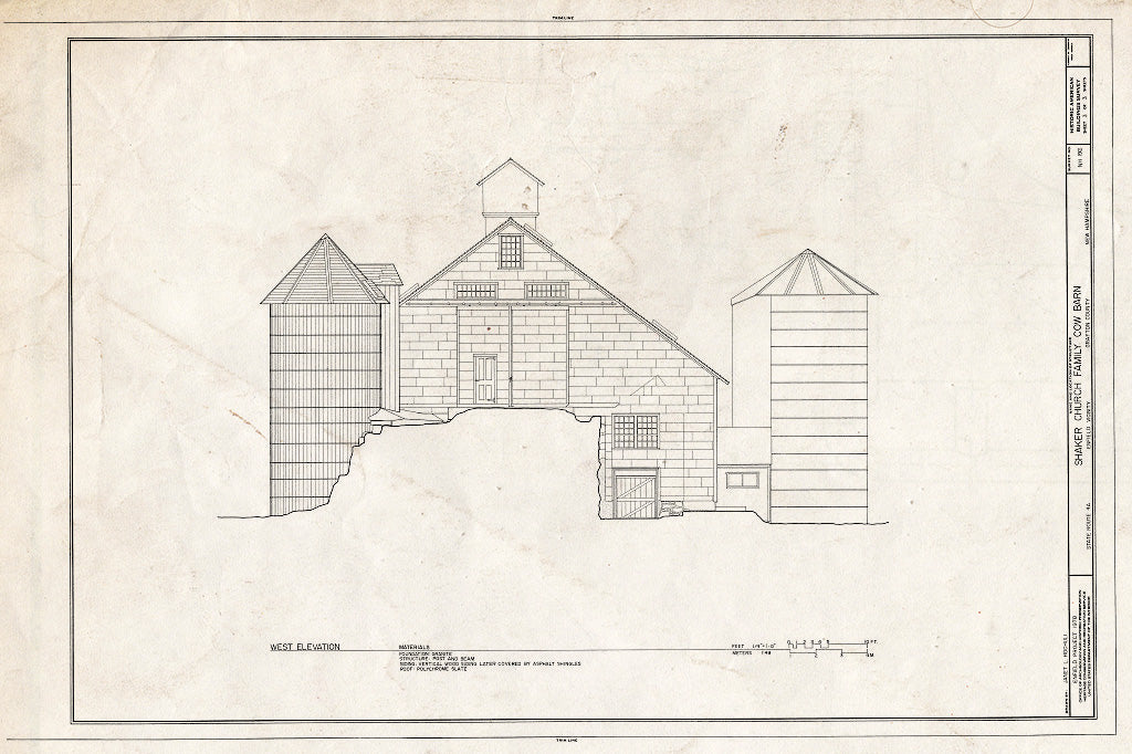 Historic Pictoric : Blueprint HABS NH,5-ENFI.V,1B- (Sheet 3 of 3) - Shaker Church Family Cow Barn, State Route 4A, Enfield, Grafton County, NH