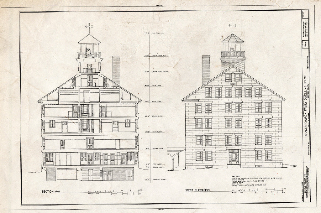 Historic Pictoric : Blueprint HABS NH,5-ENFI.V,1A- (Sheet 10 of) - Shaker Church Family Dwelling House, State Route 4A, Enfield, Grafton County, NH