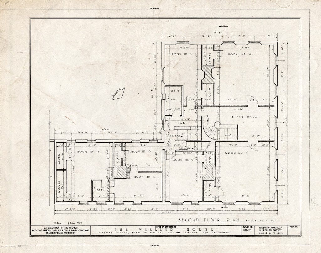 Historic Pictoric : Blueprint HABS NH,5-ORF,3- (Sheet 4 of 9) - Wheeler House, Orford Street, Orford, Grafton County, NH