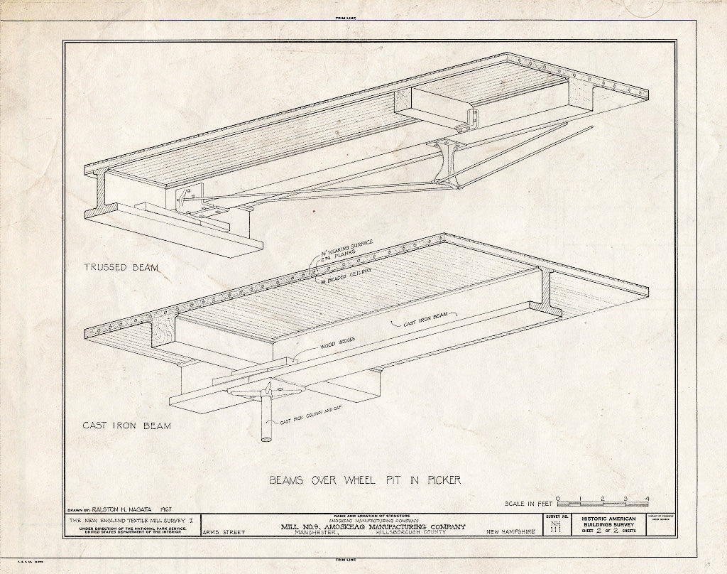 Historic Pictoric : Blueprint HABS NH,6-MANCH,2/1B- (Sheet 2 of 2) - Amoskeag Manufacturing Company, Mill No. 9, Arms Street, Manchester, Hillsborough County, NH