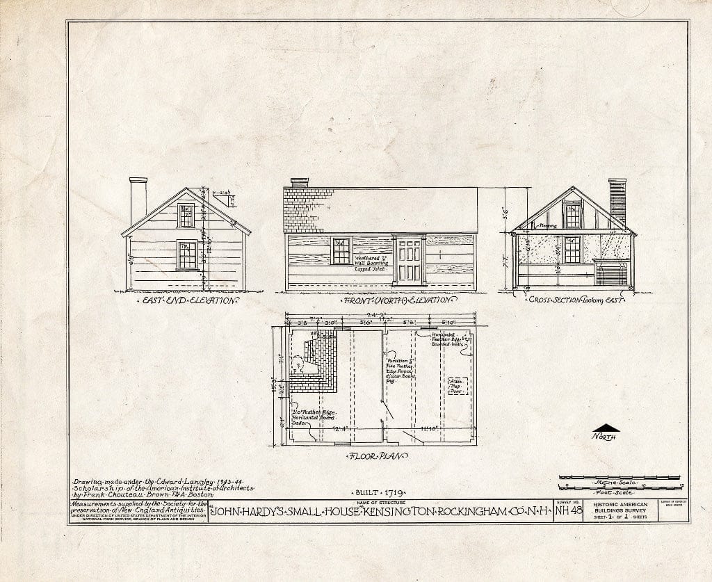 Historic Pictoric : Blueprint HABS NH,8-Kensi,2- (Sheet 1 of 1) - John Hardy Small House, Kensington, Rockingham County, NH